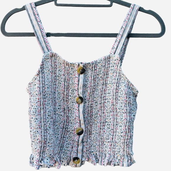 Japna Women’s M Runched Geometric Print Cami Tank Top, Japna Smocked Tops - Picture 3 of 9